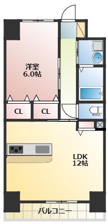 ホワイトアパートメント(1LDK/7階)の間取り写真