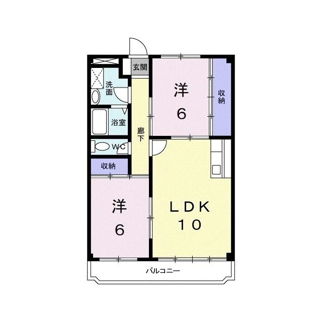 オークヒル本田(2LDK/2階)の間取り写真