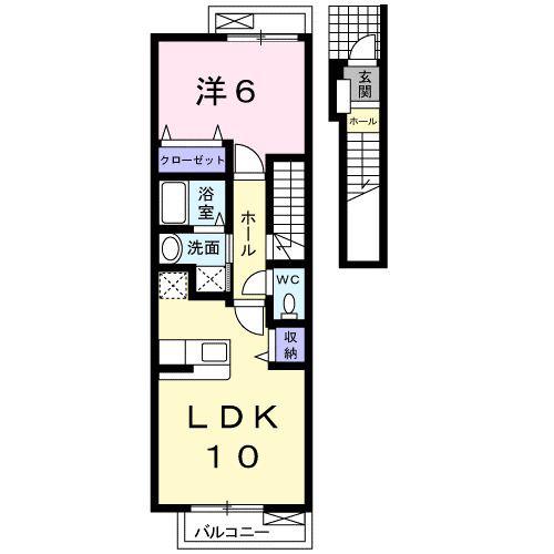 ヴィラ船橋(1LDK/2階)の間取り写真