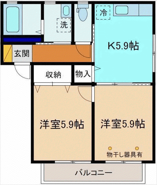 アスリート(2K/2階)の間取り写真