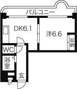エンドレスリバーサイド(1DK/2階)の間取り写真