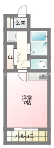 メルべーユ(ワンルーム/2階)の間取り写真