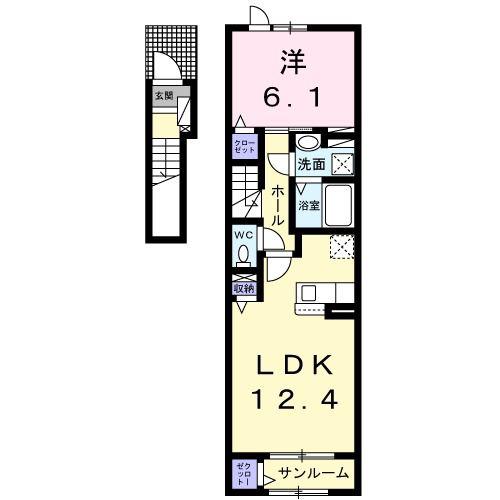 グランド ルーチェ 寺内(1LDK/2階)の間取り写真