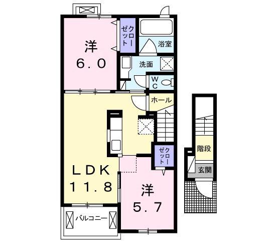 レグルスみなみIII(2LDK/2階)の間取り写真