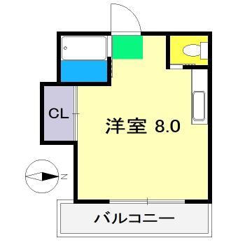 ハイツ六泉II(ワンルーム/4階)の間取り写真