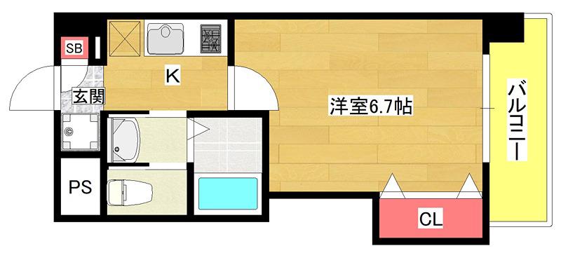 ラグゼドーム前I(1K/8階)の間取り写真
