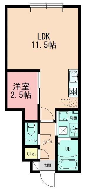 LEXIA井土ヶ谷(1LDK/1階)の間取り写真