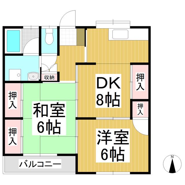 ハイツKOIKE(2DK/2階)の間取り写真