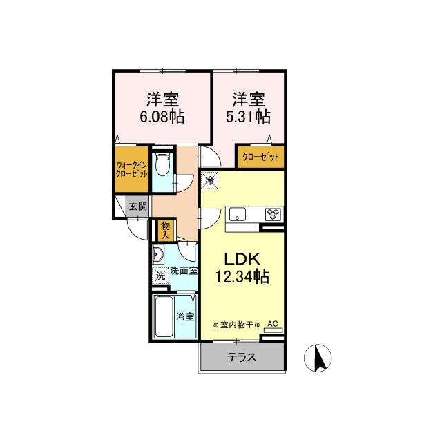 D-ROOM アルタフォーレ(2LDK/2階)の間取り写真