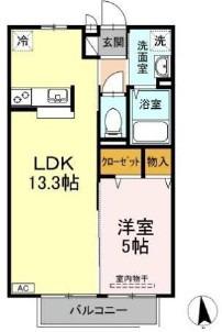 くりーん・らいふ(1LDK/2階)の間取り写真