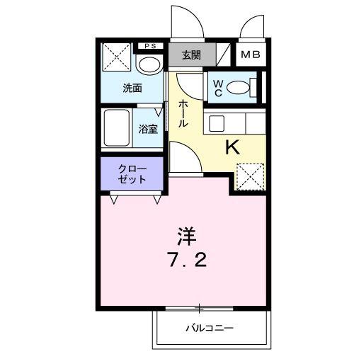 ソレイユメゾン(1K/2階)の間取り写真