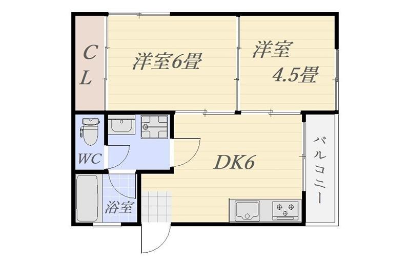 ハイデンス桑原(2DK/3階)の間取り写真
