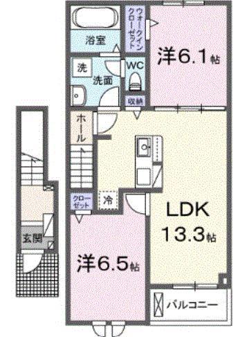 R.N.P レジデンスW I(2LDK/2階)の間取り写真