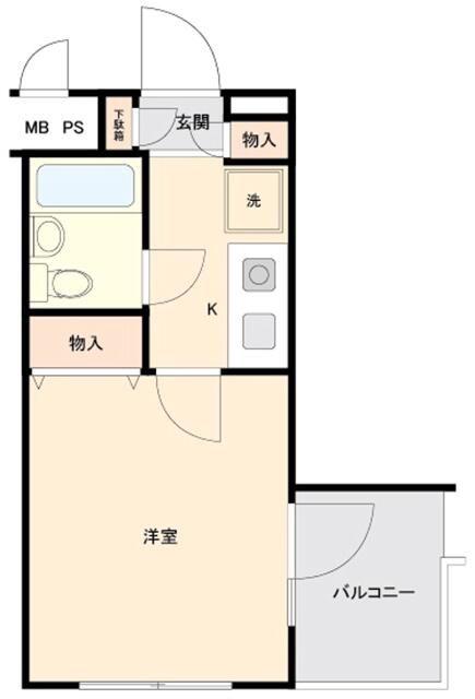 プレール 小田急相模原(1K/4階)の間取り写真