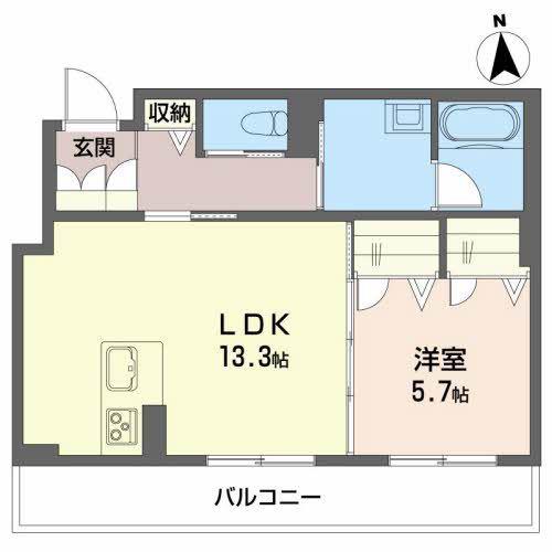 シャーメゾン ル オーブロン(1LDK/2階)の間取り写真