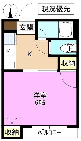 MATES上千田I(1K/1階)の間取り写真