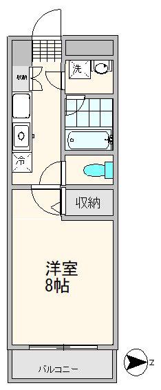 ビバリーハウスNO8(1K/2階)の間取り写真