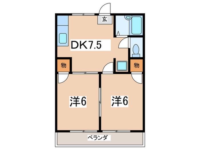 グランドールハイツ(2DK/1階)の間取り写真