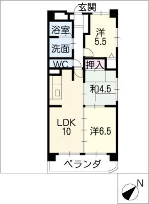 ウエストン高雄(3LDK/1階)の間取り写真