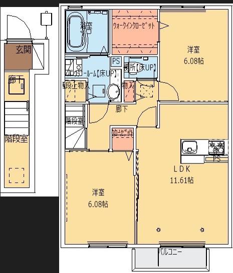 シャ・ノワール(2LDK/2階)の間取り写真