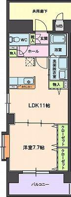 ラ・フォンテーヌ(1LDK/5階)の間取り写真