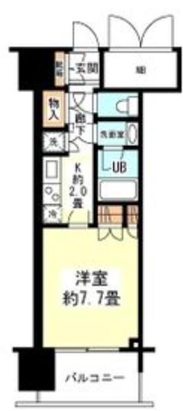 アンビエンテ四ツ橋(1K/7階)の間取り写真
