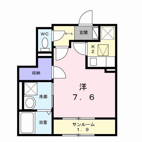 プラシード エイワン(1K/1階)の間取り写真