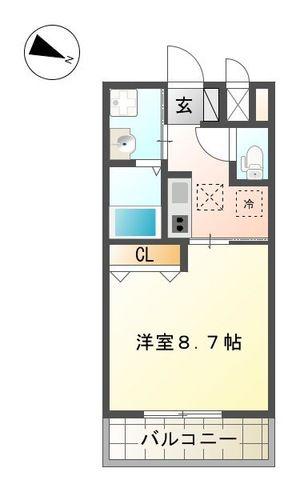 ワレアオコダ(1K/1階)の間取り写真
