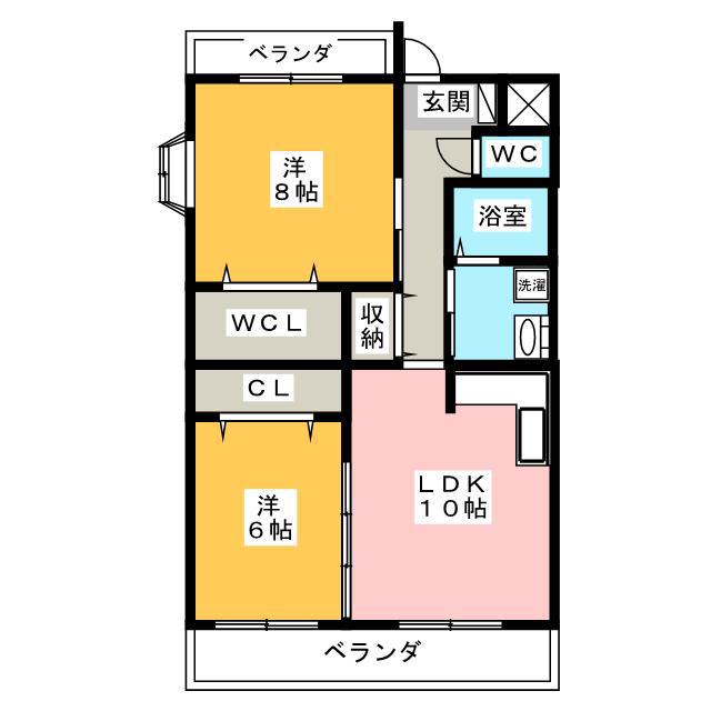 アニバーサリー(2LDK/2階)の間取り写真