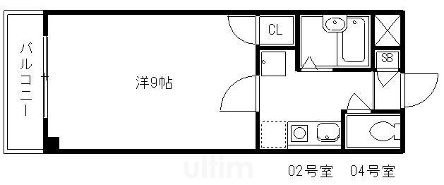 SHAMON東山(1K/3階)の間取り写真