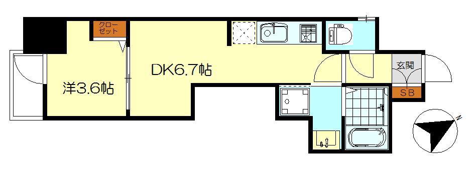月光呉本通2丁目(1DK/10階)の間取り写真