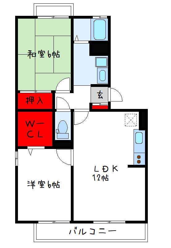 クレスト想(2LDK/1階)の間取り写真