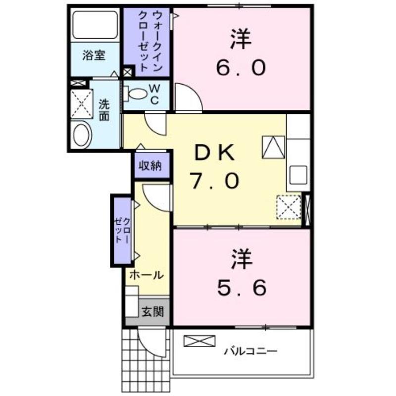 レガーロ栄(2DK/1階)の間取り写真