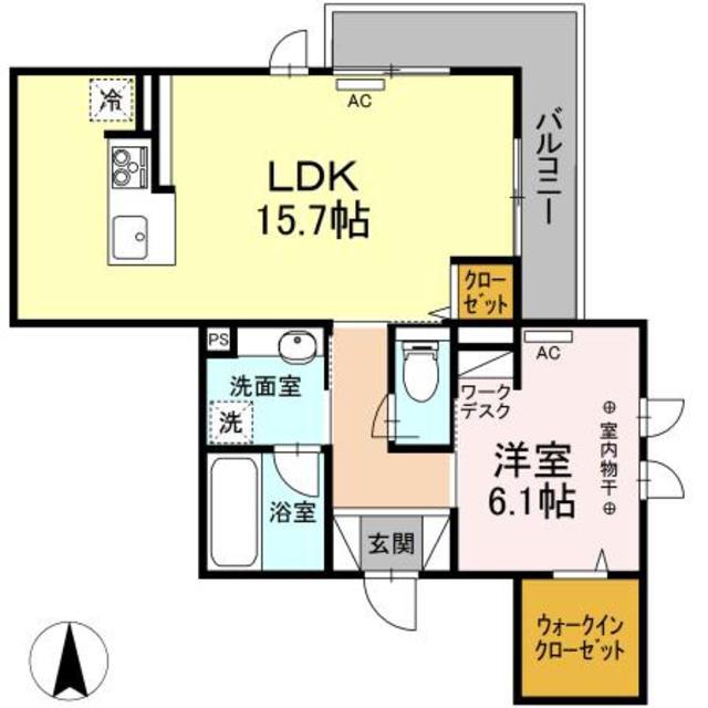 CLASS GRACA(1LDK/2階)の間取り写真
