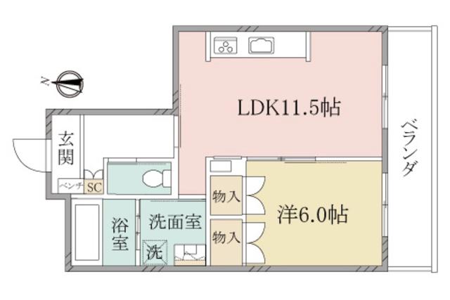 ヘーベルヴィレッジ南浦和IV春夏秋冬(1LDK/1階)の間取り写真