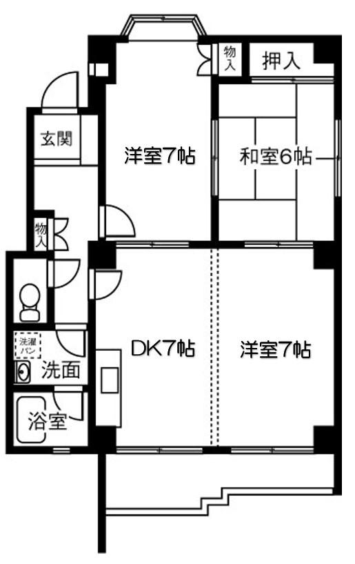 セントラルハイツ(3DK/3階)の間取り写真