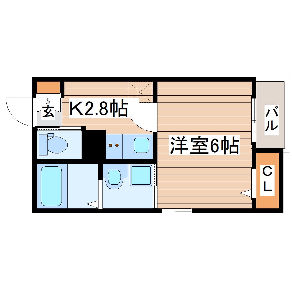 レピュート薬師堂(1K/1階)の間取り写真
