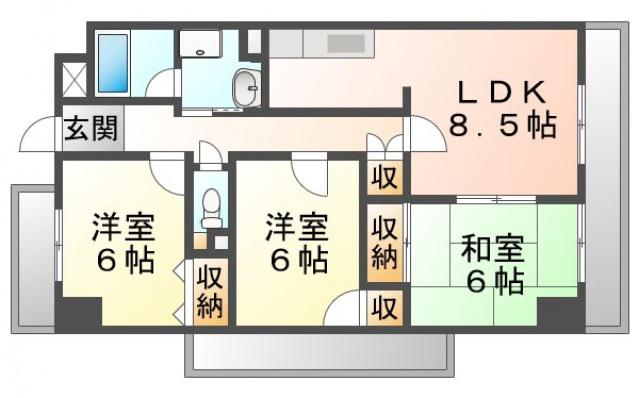 ロイヤルプラザ千里(3LDK/4階)の間取り写真