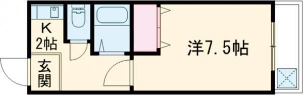 TOHYAMAハイツ楠上(1K/2階)の間取り写真