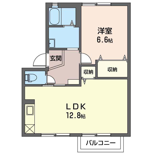 サンパティークA棟(1LDK/2階)の間取り写真