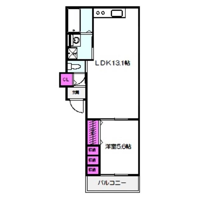 クリエオーレ諸口II(1LDK/1階)の間取り写真
