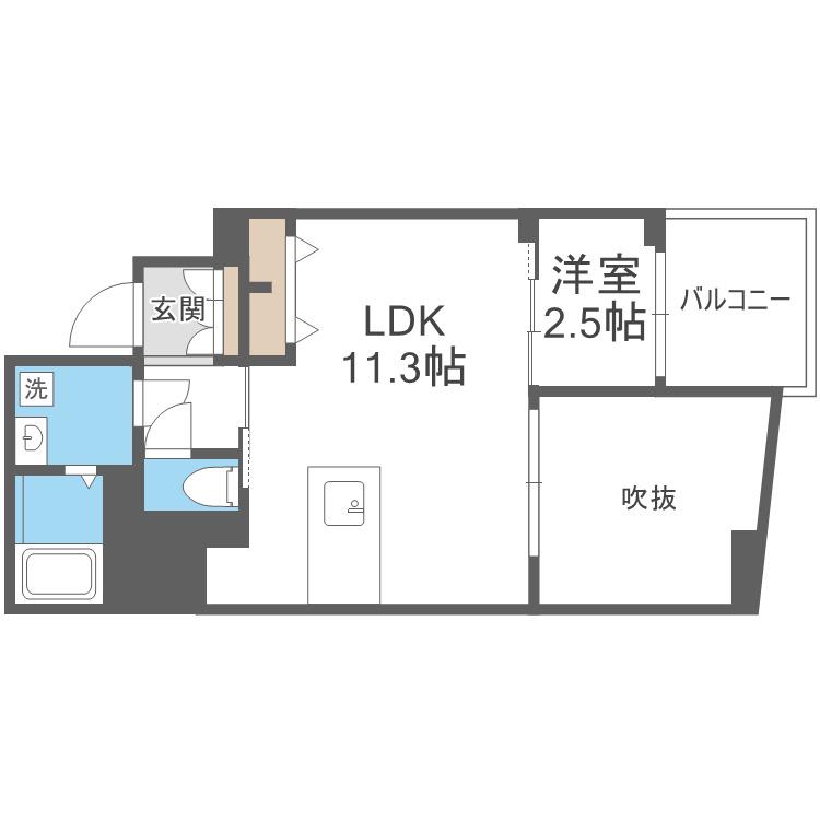 エスリードレジデンス大阪谷町ザ・マークス(1LDK/12階)の間取り写真