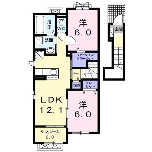 ランドマーク気比II(2LDK/2階)の間取り写真