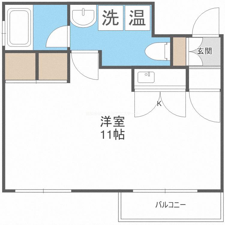 スクエアコートG(ワンルーム/1階)の間取り写真