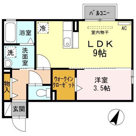 ブランズ魚津 A棟(1LDK/2階)の間取り写真