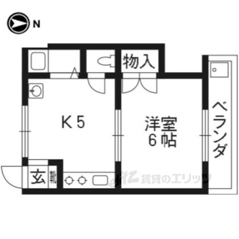 光マンション(1DK/4階)の間取り写真
