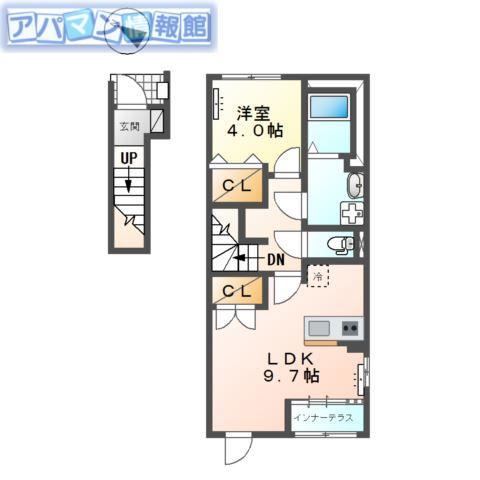 アヴニール(1LDK/2階)の間取り写真