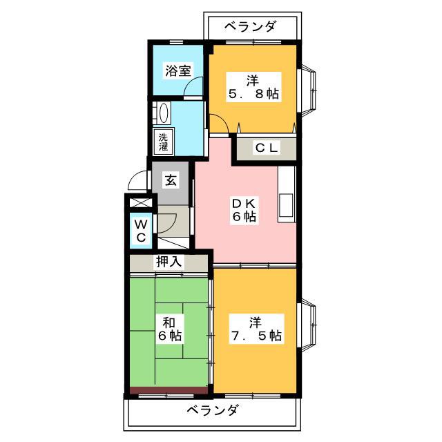 グラシア(3DK/2階)の間取り写真