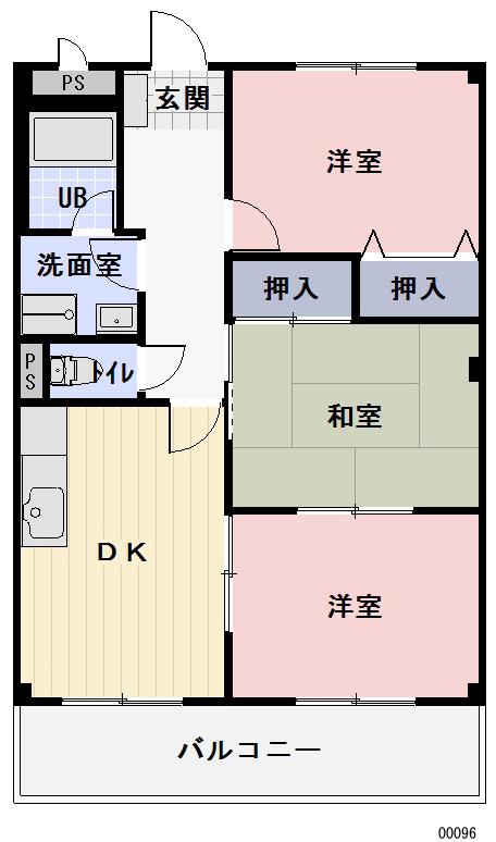 リンピア志水(3DK/1階)の間取り写真