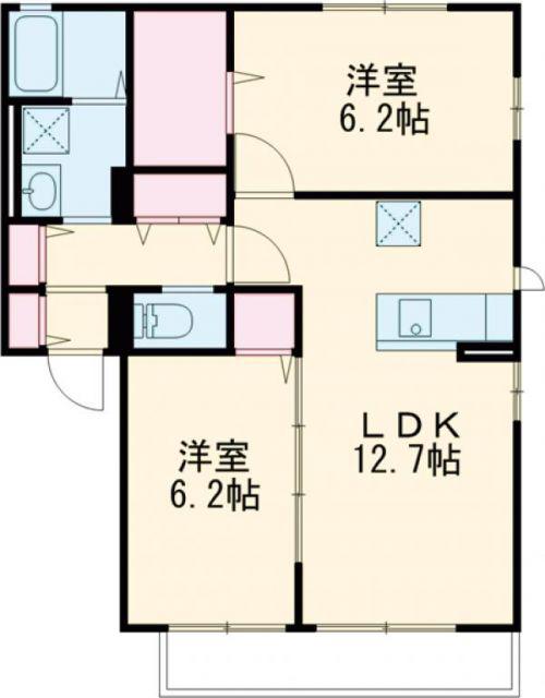 メルヴェイユA(2LDK/1階)の間取り写真